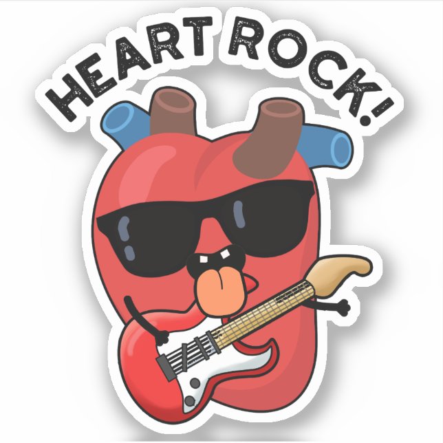 Adesivo Heart Rock Funny Music Pun (Frente)