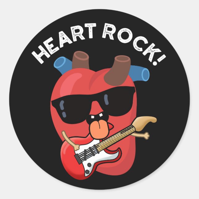 Adesivo Heart Rock Funny Music Pun Dark BG (Frente)