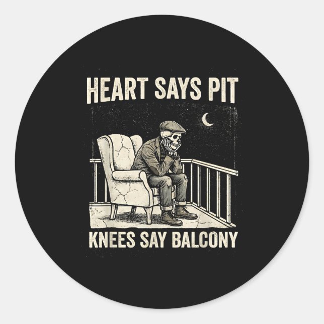 Adesivo Heart Says T Knees Say Balcony Funny Old Men Music (Frente)