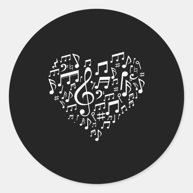 Adesivo Heart Shape Musical Notes Music Lovers Gift Valent (Frente)