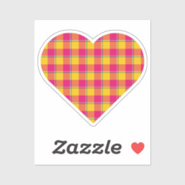 Adesivo Heart Shaped Plaid Yellow Pink