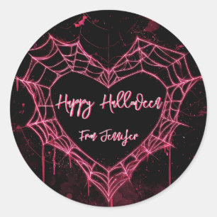 Adesivo Heart Spider Web Pink Gótico Girls Halloween