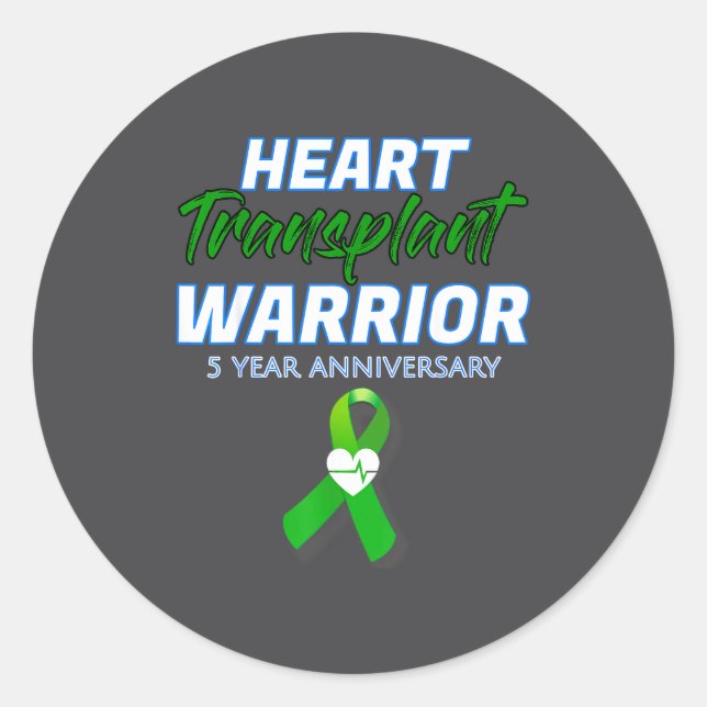 Adesivo Heart Transplant 5 Year Anniversary Warrior Patien (Frente)