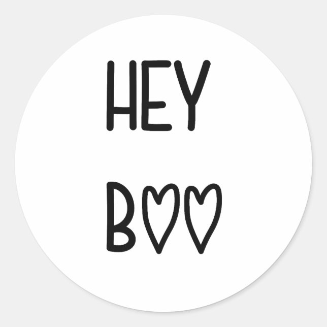 Adesivo Heart Typography Hey Boo (Frente)