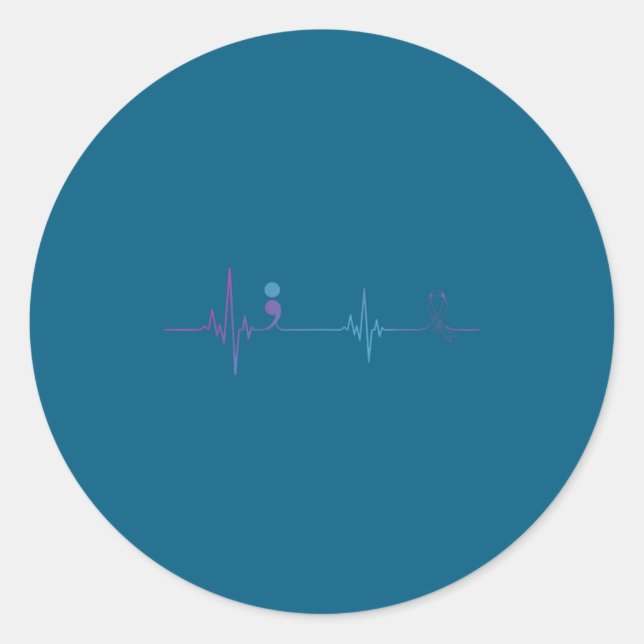Adesivo Heartbeat Semicolon Suicide Prevention Awareness  (Frente)