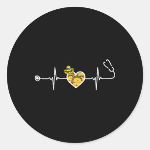 Adesivo Heartbeat Taco Sombrero Stethoscope Cinco De Mayo