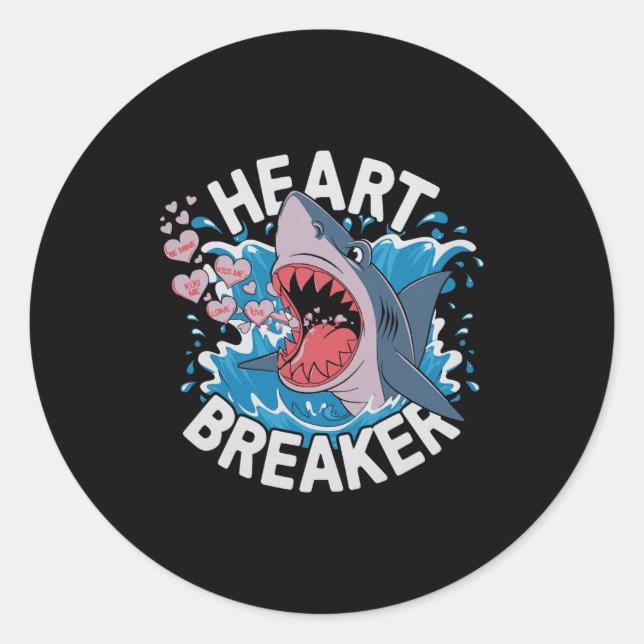Adesivo Heartbreaker Shark Cute Funny Love Design For Vale (Frente)