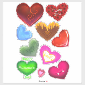 Adesivo Hearts Happy Valentine’s Day Stickers Colourful