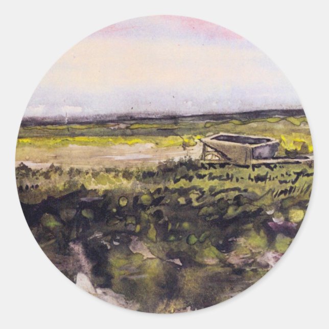 Adesivo Heath com um Wheelbarrow por Vincent van Gogh (Frente)