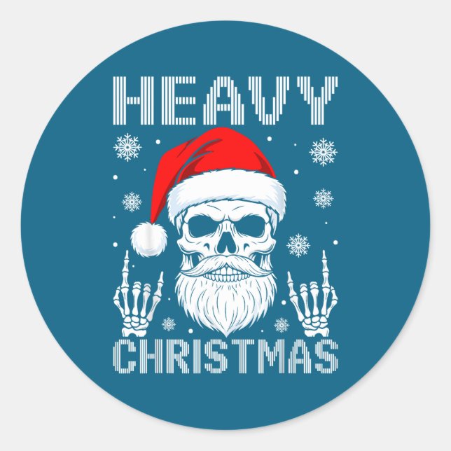 Adesivo Heavy Christmas Skull Fans Rock Music Winter Holid (Frente)