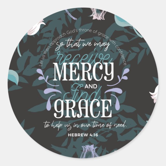 Adesivo Hebraico 4:16 cita preto (Frente)