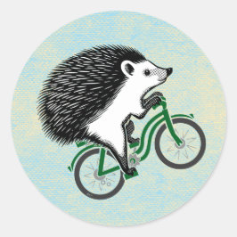 Adesivo Hedgehog Andando de bicicleta em fundo azul