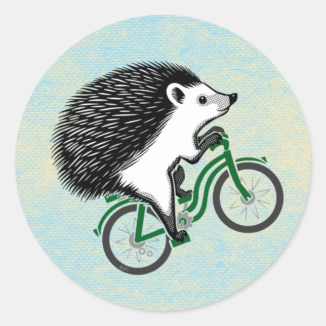 Adesivo Hedgehog Andando de bicicleta em fundo azul (Frente)