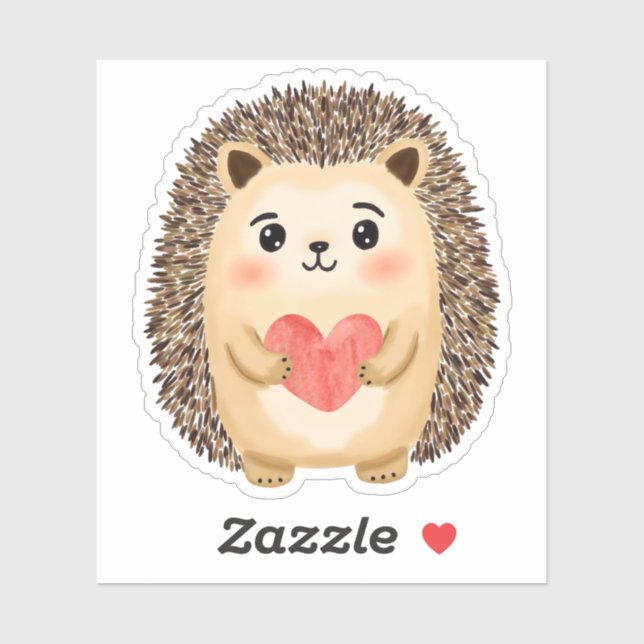Adesivo Hedgehog Heart Watercolor (Folha)