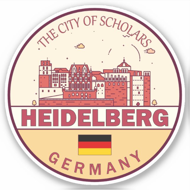 Adesivo Heidelberg Alemanha City Skyline Emblem (Frente)