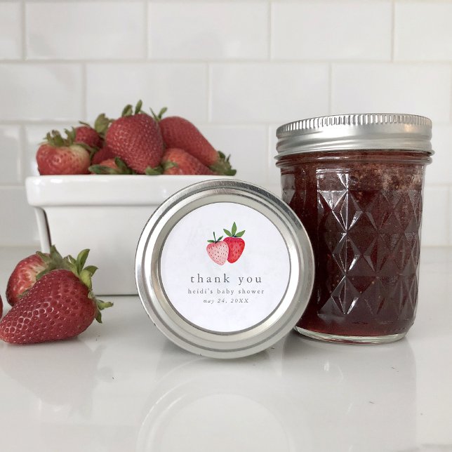 Adesivo HEIDI Pink Strawberry Jam Chá de fraldas Obrigado (HEIDI Pink Strawberry Jam Baby Shower Thank You Classic Round Sticker)