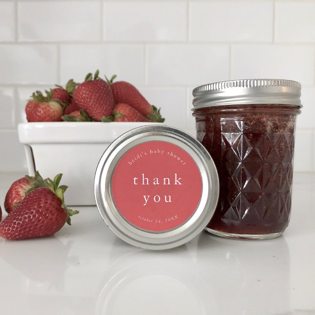 Adesivo HEIDI Red Boho Chá de fraldas Simples Único Obriga (HEIDI Red Boho Unique Simple Baby Shower Thank You Classic Round Sticker)