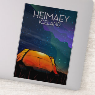 Adesivo Heimaey, Islândia, cartaz de acampamento das