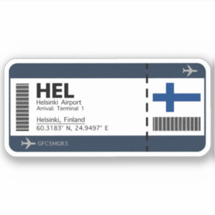 Adesivo HEL Helsinki, Finlândia — Passagem de embarque no 