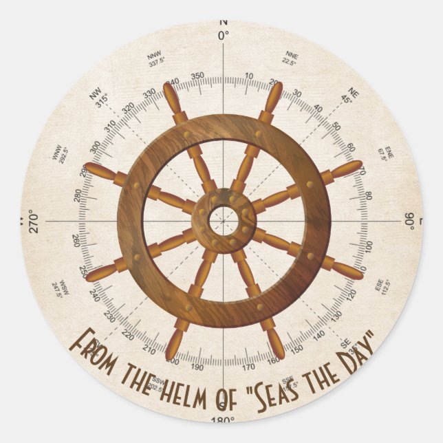 Adesivo hélice náutico para embarcação de vela com bússola (Frente)