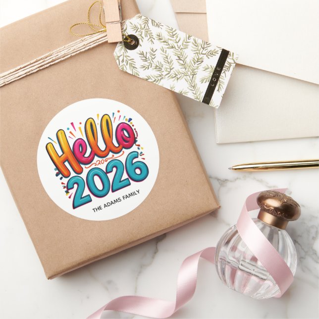 Adesivo Hello 2026 Colorful sticker  (Presentear)
