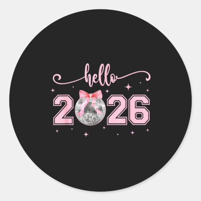 Adesivo Hello 2026 Cute Nk Bow 2026 New Year's Eve Party  (Frente)