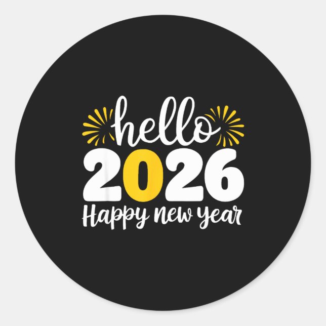 Adesivo Hello 2026 Happy New Year 2026 New Year's Eve Part (Frente)
