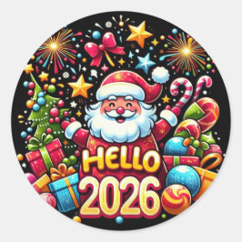 Adesivo Hello 2026 Santa Claus Christmas New Year