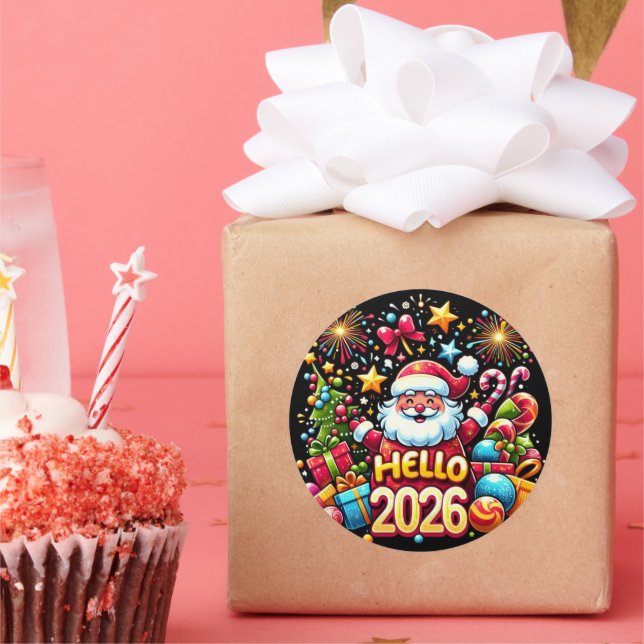 Adesivo Hello 2026 Santa Claus Christmas New Year (Festa)