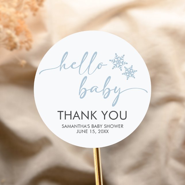 Adesivo Hello Baby Shower (Winter Baby Shower Sticker)
