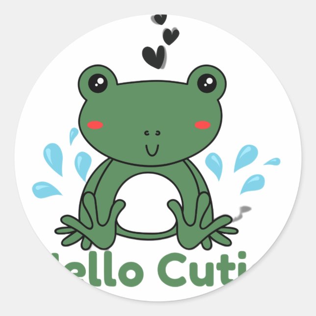 Adesivo Hello Cutie Frog Sticker – Cute Aesthetic Round St (Frente)
