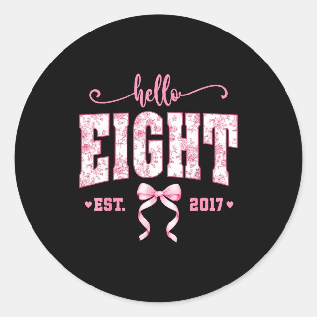 Adesivo Hello Eight Est 2017 8th Birthday Girl Floral Coqu (Frente)