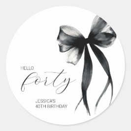 Adesivo Hello Forty Elegant Script Bow 40th Birthday Party