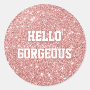 Adesivo HELLO GORGEOSO Luxo Faux Glitter Rosa Dourado