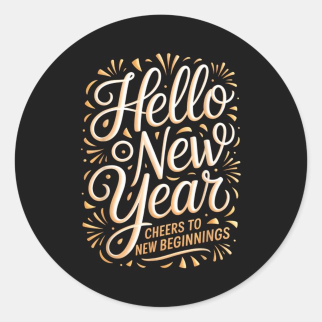 Adesivo Hello New Year Cheers To New Beginnings Celebratio (Frente)