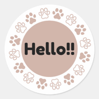 Adesivo Hello Paw Print Circle Cute Pet Lover T-Shirt