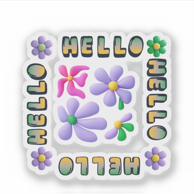 Adesivo Hello Spring Floral Decorated Sticker (Frente)