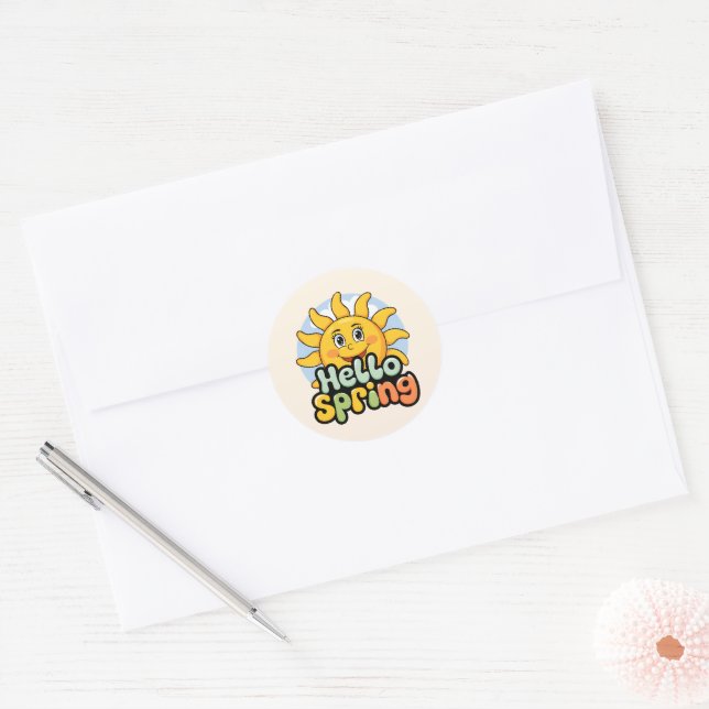 Adesivo Hello Spring : Soleil Souriant et Ciel Bleu (Envelope)