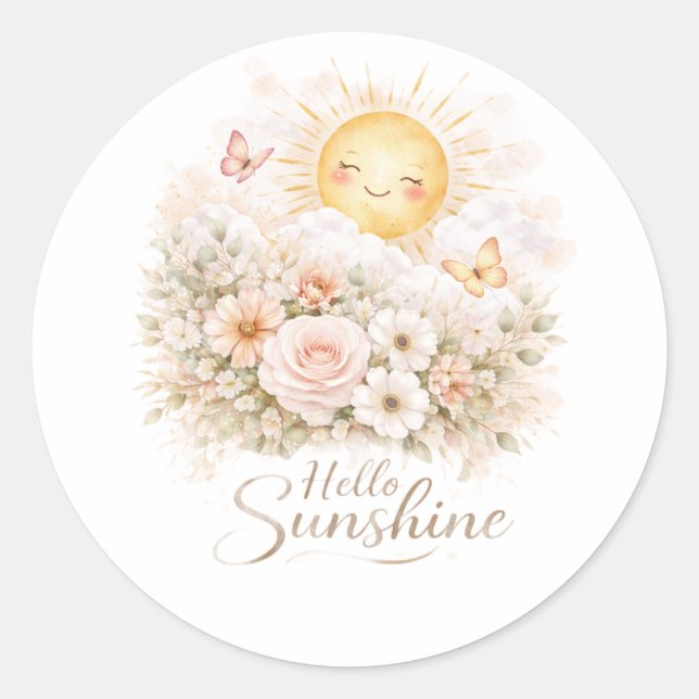 Adesivo Hello Sunshiny – Cute Positive Sunshine Quote  (Frente)