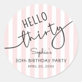 Adesivo Hello Thirty Modern Script Simple 30th Birthday