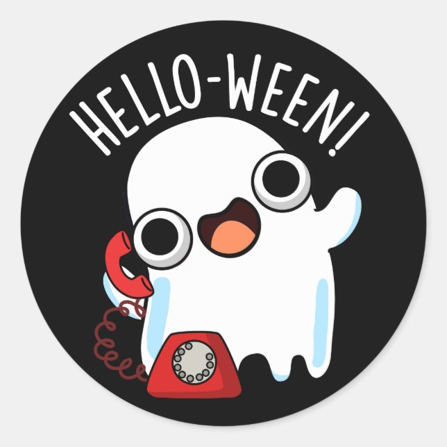 Adesivo Hello-ween Funny Ghost Pun Dark BG (Frente)