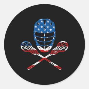 Adesivo Helmet Lacrosse American Flag Lax Stick 4th Of Ju
