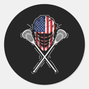 Adesivo Helmet Lacrosse Crossed Sticks America Flag Gift