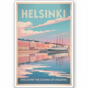 Adesivo Helsinki Finlândia Praia Viagem Arte Vintage
