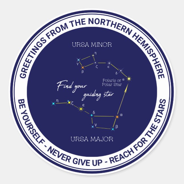 Adesivo Hemisfério norte Localizando Estrela Polaris (Frente)