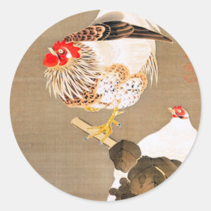 Adesivo Hen e Rooster com Grapevine por Ito Jakuchu