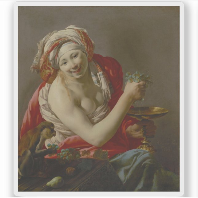 Adesivo Hendrick ter Brugghen - Bacchante com um Ape (Frente)