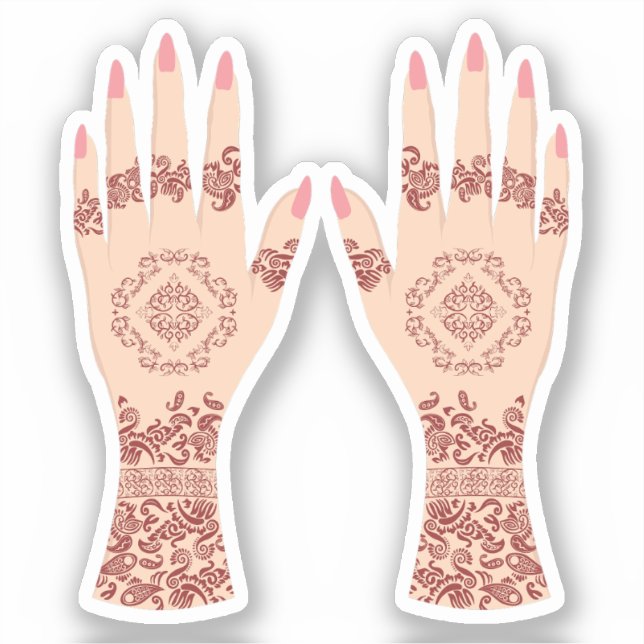 Adesivo Henna Mehndi mãos Desi árabe (Frente)