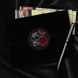 Adesivo Henna Zodiac Magic   Rosas de crânio gótico verm