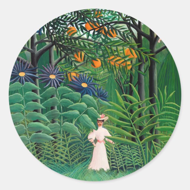 Adesivo Henri Rousseau - Mulher caminhando em uma Floresta (Frente)
